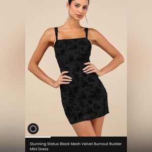 Lulu's Black Floral Velvet Mini Dress